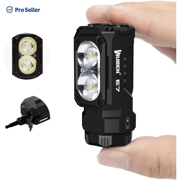 WUBEN E7 1800 Lumen Rechargeable Mini Light 6500k- 6 Modes, Magnetic, USB-C, IP68 Waterproof for EDC, Camping, Rescue & Headlamp Use