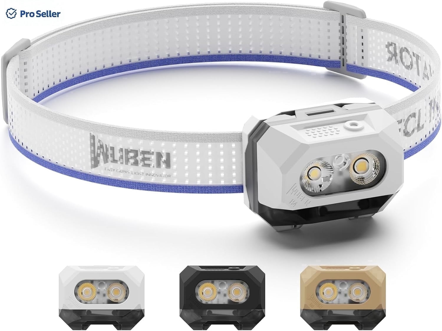 WUBEN H4 LED Headlamp 800 Lumens Rechargeable IP68 Waterproof Motion Sensor Red Light