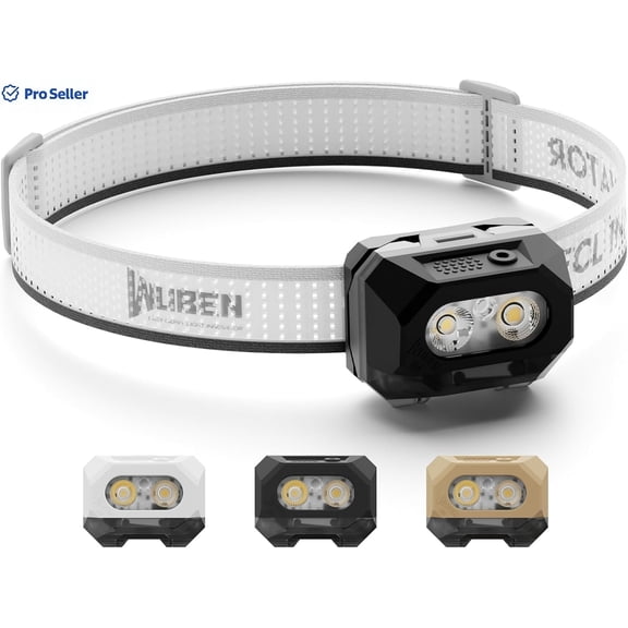 WUBEN H4 LED Headlamp, 800 Lumens, Rechargeable, IP68 Waterproof, Motion Sensor, Red Light