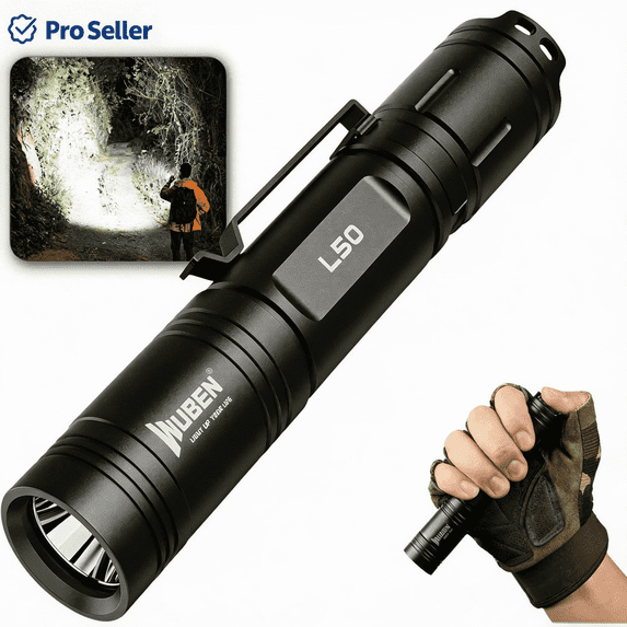WUBEN L50 Rechargeable Tactical Flashlight 1200 Lumens IP68 Waterproof 5 Modes USB-C Rechargeable EDC Pocket Flashlight for Camping Emergency
