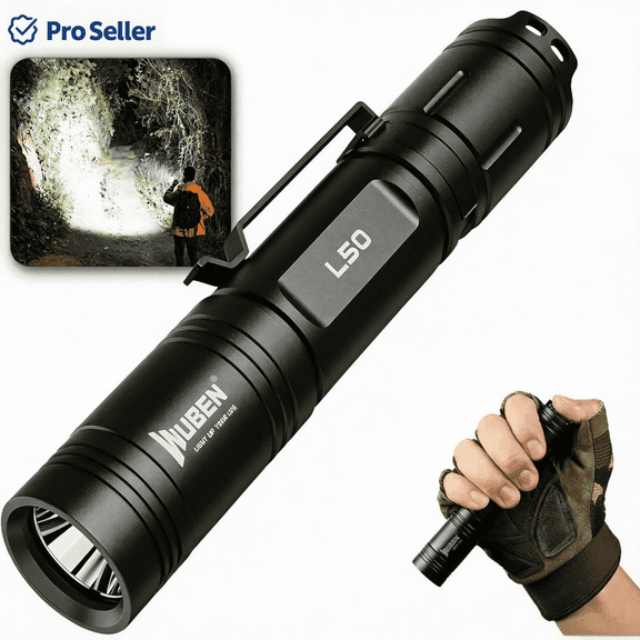 WUBEN L50 Rechargeable Tactical Flashlight 1200 Lumens IP68 Waterproof 5 Modes USB-C Rechargeable EDC Pocket Flashlight for Camping Emergency