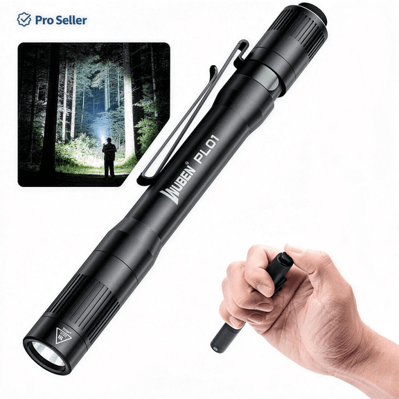 WUBEN PL01 Pen Light: 650 lm Pocket EDC Flashlight – Rechargeable (Type-C)/2 AAA Batteries, IP68 Waterproof for Home/Outdoor/Emergencies/Inspection