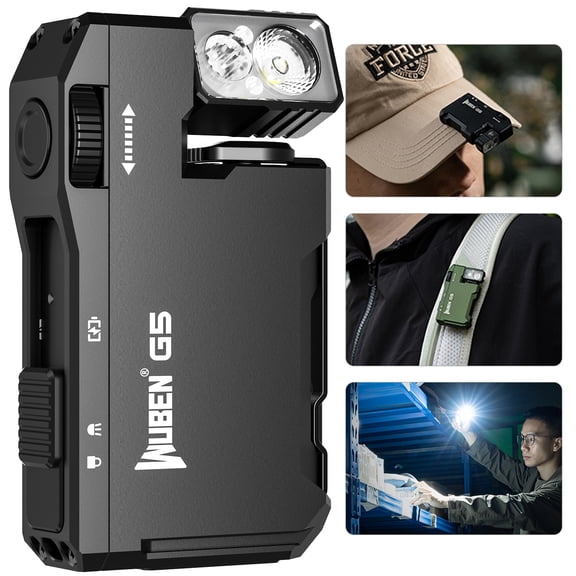 WUBEN Rechargeable LED Flashlight - 400 Lumens Dual Light with RGB, Magnetic Base