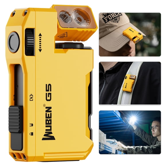 WUBEN Rechargeable LED Flashlight - 400 Lumens Dual Light with RGB, Magnetic Base