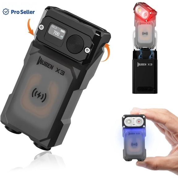 WUBEN X3 Mini Flashlight, 700 Lumens, Rechargeable, 180° Rotating Head, IP65 Waterproof, 10 Modes, Keychain, Lanyard for Camping, Outdoor, Inspection