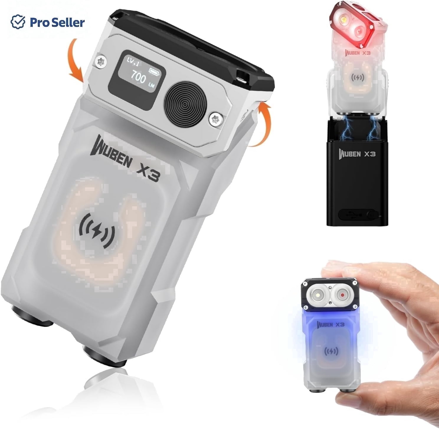 WUBEN X3 Mini LED Flashlight, 700 Lumens, Rechargeable, IP65 Waterproof, Magnetic
