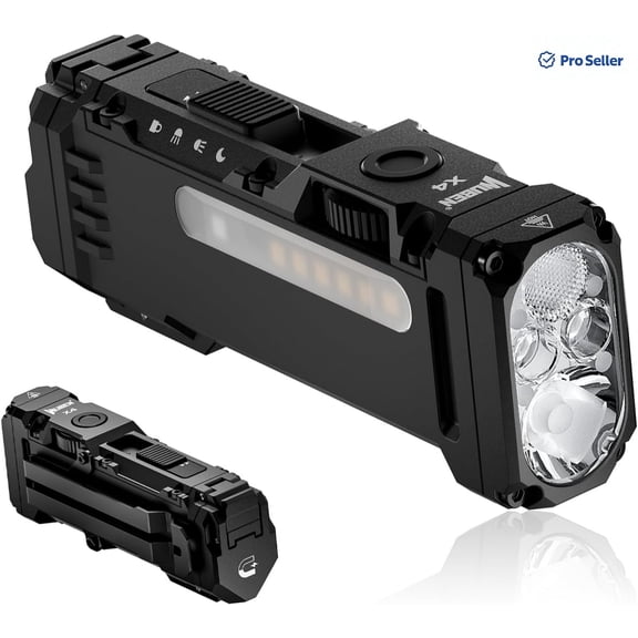 WUBEN X4 EDC Flat Flashlight, 1500 Lumens Mini Tactical Flashlight with RGB Light, Magnetic Base, IP68 Waterproof