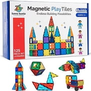 Magnetic Tiles 125 PCS (XL SET), Magnetic Tiles for Kids, Toy for 3 4 5 6 7 8 Year Old Boys & Girls, Large Building Set...