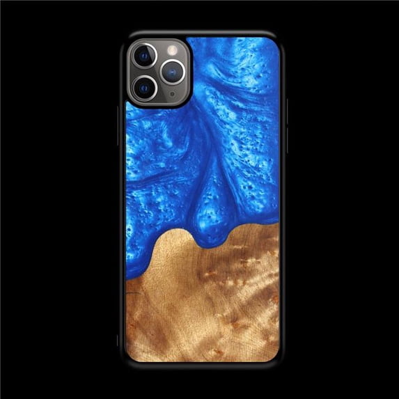 WUDN SLM-RSNW-DVB-i11PM Slim Resin & Wood Phone Case for 6.5 in. iPhone 11 Pro Max, Divers Blue