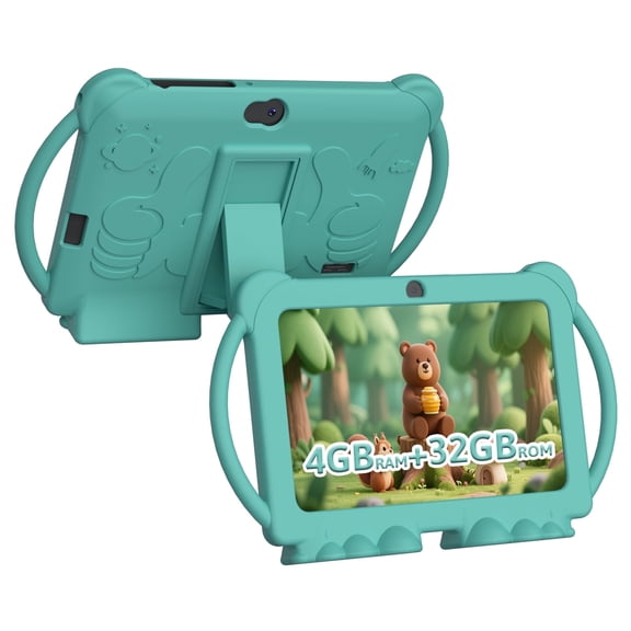 WUIUHOU 7inches Android 12.0 tablet for Kids with Case, 4GB(2+2Expand) RAM+32GB ROM(Can Expand Up to 512GB), Front 2.0MP+ Back 5.0MP Dual Cameras, 1024*600 IPS LCD, Green