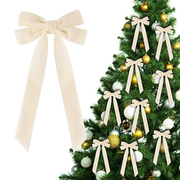 WUJDF 1 Pc Christmas Velvet Bows Ornament Decoration,Vintage Velvet Bow Decoration with Tie Straps,Suitable for Decorating Christmas Trees, Wreaths, Fireplaces, Stairs,Gift Wrapping And DIY Crafts