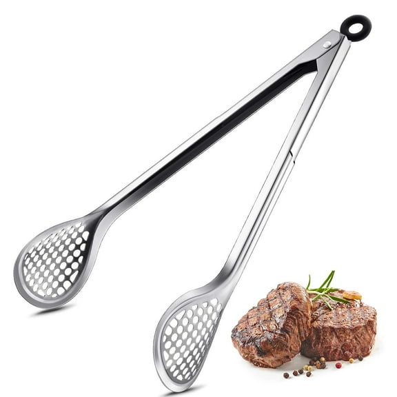 WUJDF 1 Pc Stainless Steel Barbecue Clamp, 13 Inch Food Grade Stainless Steel Food Clamp, Sturdy, Durable, Non Slip Multifunctional Kitchen Tool, Suitable for Buffet, Barbecue Cooking, Picnic Camping