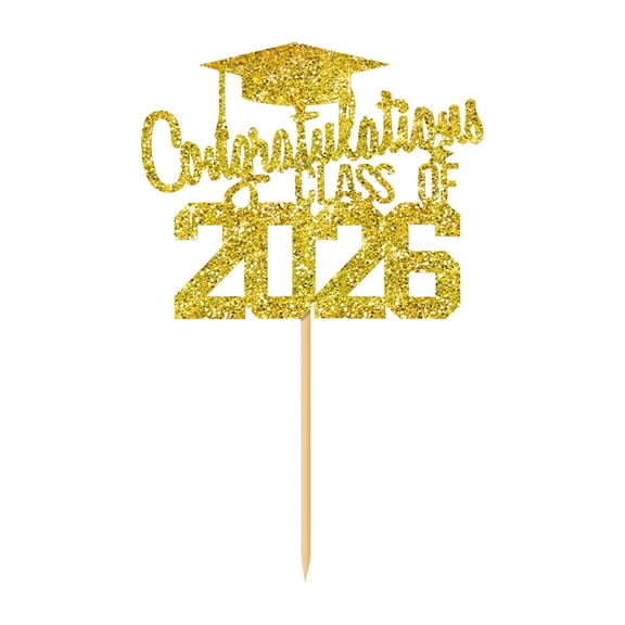 WUJDF 1Pc Class Of 2026 Glitter Congratulations Cake Topper 5.9 Inch, Congrats Grad Decorations for College Senior Graduation Celebration Party Decor and Suppliesglitter Congrats Grad Cap Cake Picks