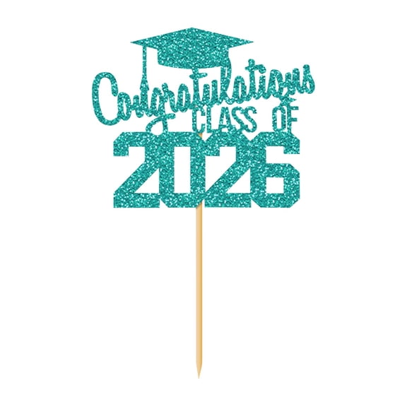 WUJDF 1Pc Class Of 2026 Glitter Congratulations Cake Topper 5.9 Inch, Congrats Grad Decorations for College Senior Graduation Celebration Party Decor and Suppliesglitter Congrats Grad Cap Cake Picks