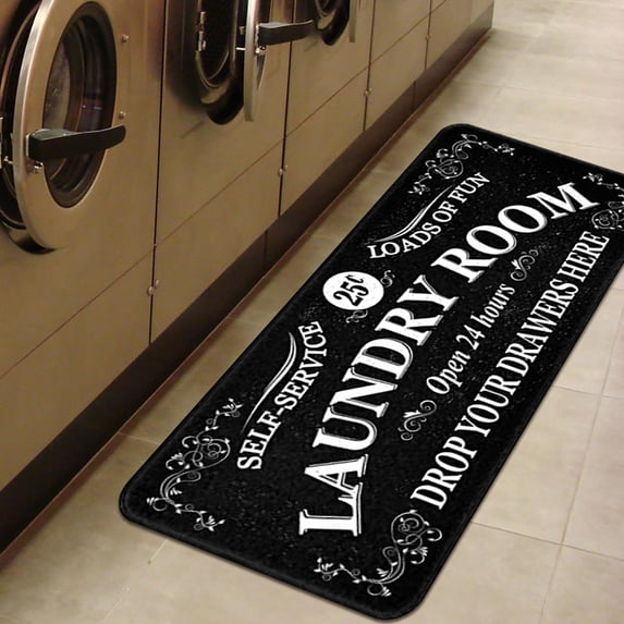 WUJDF 1Pc Laundry Room Rug Runner,Stylish Non-Slip Runner Mat,Washable Farmhouse Kitchen Runner mat and Laundry Rugs for Laundry Room,Mudroom,Kitchen,Washroom,Bathroom,Entryway Decor