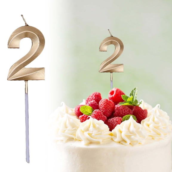 WUJDF 1Pc Number Birthday Candles Gold Cake Candles Number 0-9 Cake Decoration for Birthday Anniversary Wedding Party Celebration,Metallic Cake Topper Candles,Happy Birthday Cake Candles (Number 2)