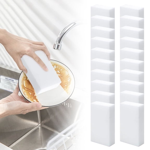WUJDF 20Pcs Magic Sponge Eraser,Melamine Sponges for Multi-Purpose Cleaning,Multi Surface Scrubber Foam Cleaning Pads,No Scratch Cleaning Pads for Kitchen,Bathrooms,Sink,Walls,Vehicles,Shoes