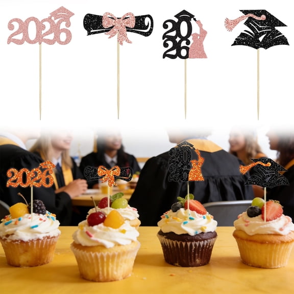 WUJDF 24 Pcs 2026 Graduation Party Centerpiece Sticks,Class of 2026 Cupcake Toppers for Graduation Party Decorations,2026 Master Degree University Graduation Party Decorations Supplies