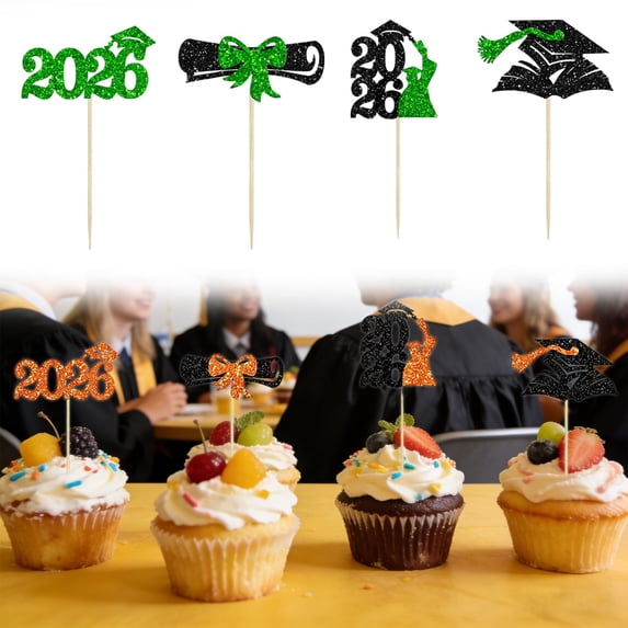 WUJDF 24 Pcs 2026 Graduation Party Centerpiece Sticks,Class of 2026 Cupcake Toppers for Graduation Party Decorations,2026 Master Degree University Graduation Party Decorations Supplies