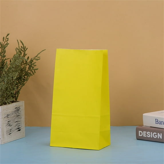 WUJDF 5 Pack Solid Color Gift Paper Bag, 7.1 Inch Multi-Purpose Small Kraft Paper Storage Bag, Good Container Bag for Bread, Candy, Snacks, Lunch,for Wedding Party Gift Packaging, Home Office Storage