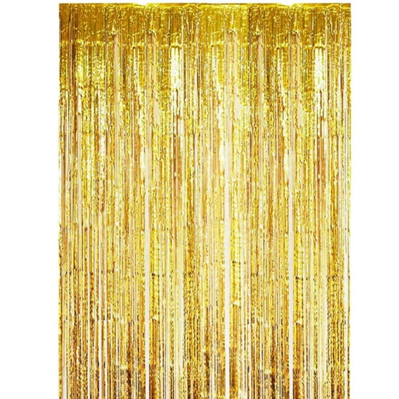 WUJDF Backdrop Birthday Decorations Foil Curtain Backdrop Gold Streamers Dance Party Decorations Photo Booth Props for Bachelorette Decorations Christmas Halloween New Years Eve Party Supplies
