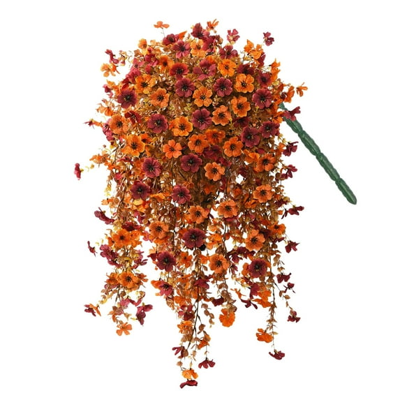 WUJDF Fall Artificial Faux Mums Hanging Flowers Plants Basket for Outdoor Decoration,Fake Silk Daisy Planters Uv Resistant Look Real for Home Porch Patio Balcony Yard Fall Decor Artificial Flowers