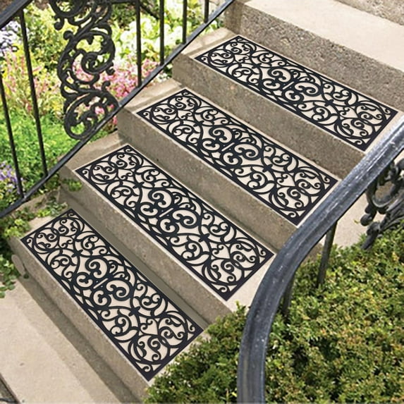 WUJDF Outdoor Stair Treads,Stair Tread Non-Slip Outdoor – Anti-Slip Step Mat,Modern Stair Treads for Stairs,Patio,Non Slip Stair Treads,Peel and Stick Stair Treads,Rubber Doormat for Indoor 30"X9"