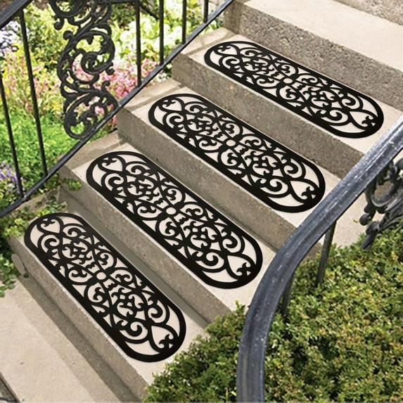 WUJDF Outdoor Stair Treads,Stair Tread Non-Slip Outdoor – Anti-Slip Step Mat,Modern Stair Treads for Stairs,Patio,Non Slip Stair Treads,Peel and Stick Stair Treads,Rubber Doormat for Indoor 30"X9"