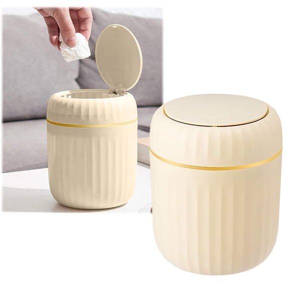 WUJDF Small Covered Circular Trash Can, 6.5x5.1 Inch Desktop Mini Trash Can, Suitable for Narrow Spaces, Bathrooms, Laundry Rooms, Kitchens, Offices, Dormitories, Convenient for Family Use, 4 Colors
