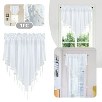 WUJDF Valance Curtains,Beaded Sheer Valance Curtains for Windows,Triangle Sheer Voile Kitchen Swag Curtains Valances Boho Bead Tassels Window Valances for Bedroom,Curtains for Living Room 51"X24"
