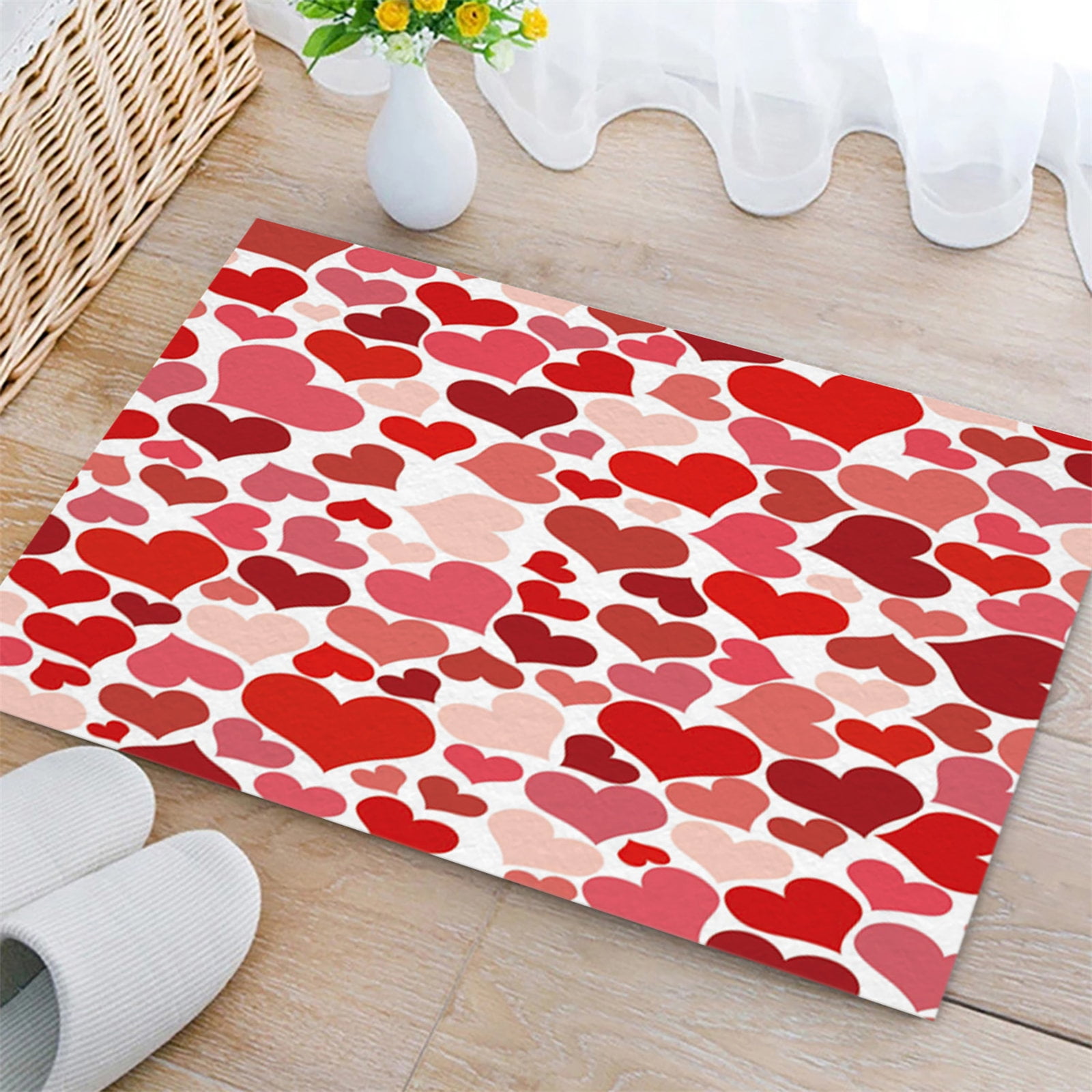 WUJDF Valentine's Day Welcome Door Mat Seasonal Holiday Anniversary Wedding Home Decorations Non Slip Rugs Washable Winter Holiday Doormat (1Pc/27.5"X15.7")