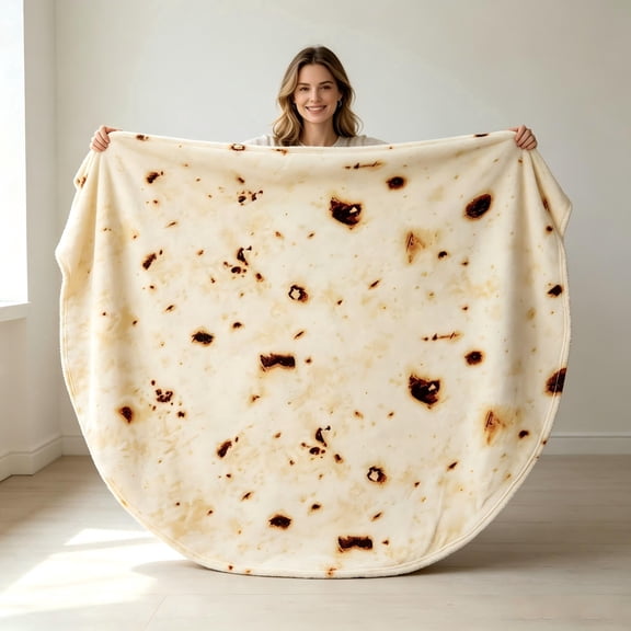 WUJGXI Burrito Tortilla Taco Blanket Realistic Tortilla Throw Blanket Funny Gifts for Women Men Christmas Birthday Gifts 80x80cm