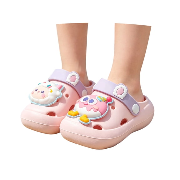 WUJGXI Cartoon Cute Sheep Pattern Kids Clogs Summer Solid Color Indoor Outdoor Slide Sandals Girls Toddler Beach Shoes Leisure Footwear