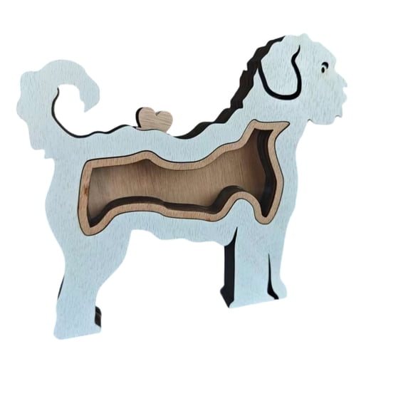 WUJGXI Pet Memorial Wooden Statue, Layered Hollow Dog Shape Keepsake Display Ornament, Dog Figurine for Table Shelf Home Decoration