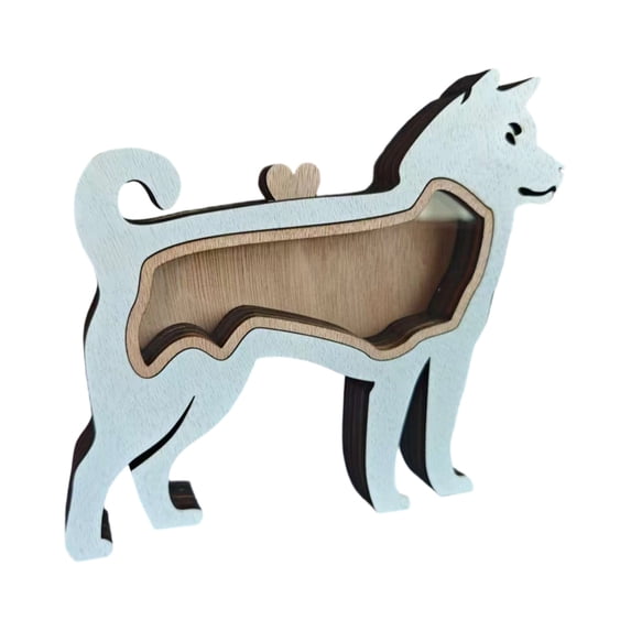WUJGXI Pet Memorial Wooden Statue, Layered Hollow Dog Shape Keepsake Display Ornament, Dog Figurine for Table Shelf Home Decoration