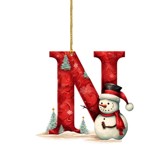 WUJGXI Red Furry Letter Christmas Ornament Snowman Xmas Tree Home Party Decor Custom Holiday Decoration