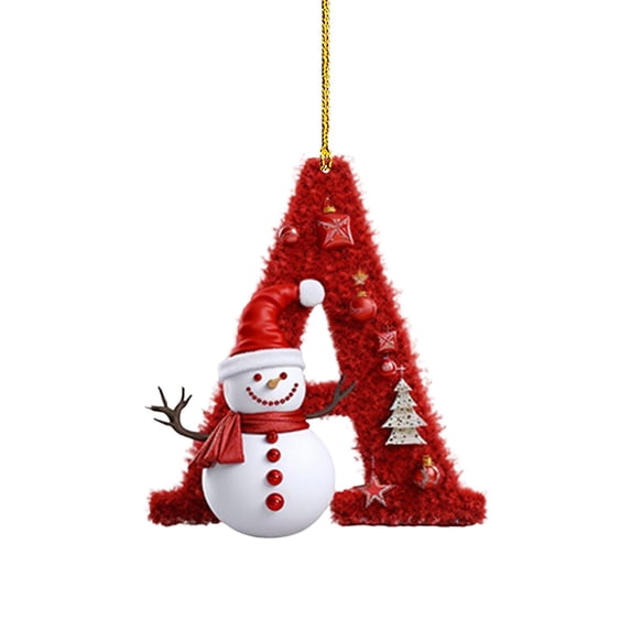 WUJGXI Red Furry Letter Christmas Ornament Snowman Xmas Tree Home Party Decor Custom Holiday Decoration