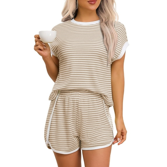 WUJINXIA Women's 2 Piece Summer Lounge Sets Cozy Shorts and Top for Home Errands Lounging