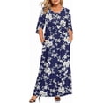 thumbnail image 1 of WUJINXIA Women's Plus Size Dresses 1X to 5X Crewneck Ruffle 3/4 Sleeve Casual Maxi Dress, 1 of 4