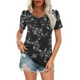 thumbnail image 1 of WUJINXIA Women's Blouses Summer Short Sleeve Shirts Casual Pleated Floral Tops, 1 of 7