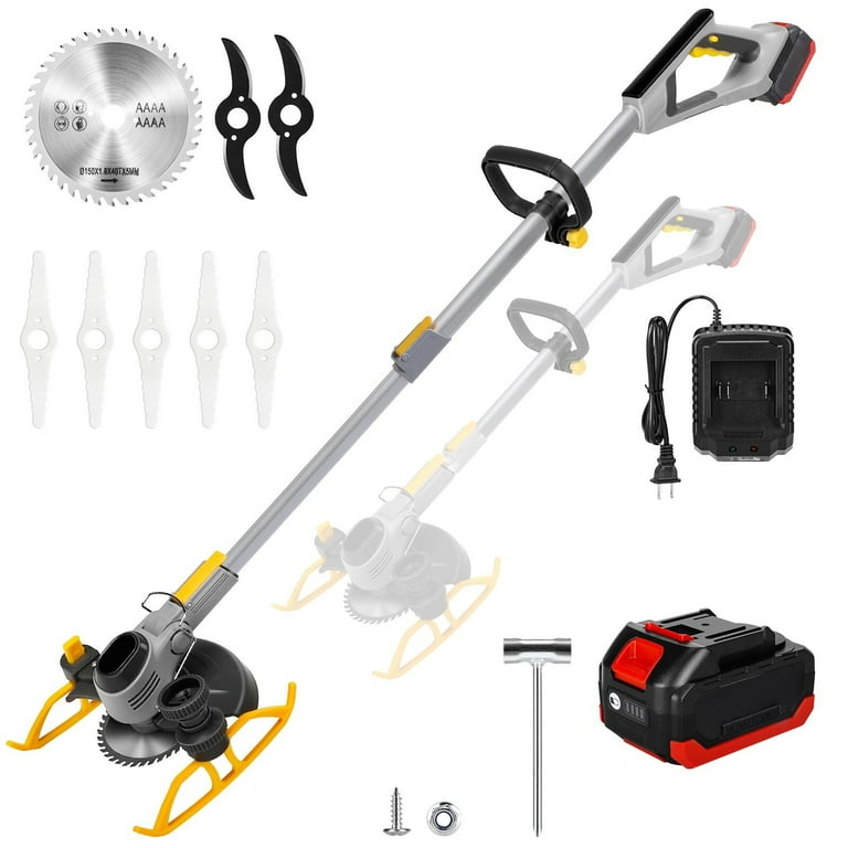 WUKETIN Electric Weed Wacker 21V 6.0Ah Battery Powered Cordless Grass Trimmer Weed Cutter with 3 Types Blades for Garden and Yard Walmart
