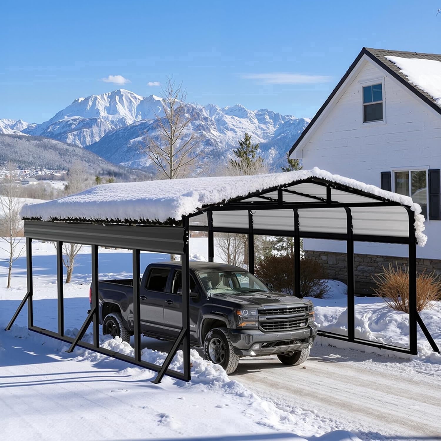 WUKHG 12x20FT Metal Carport Canopy, Easy Assembly Heavy Duty Reinforced ...