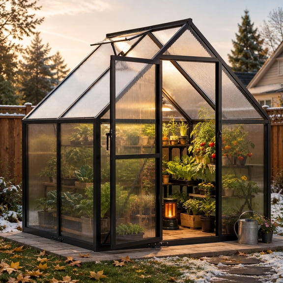 WUKHG 6x4FT Walk-in Greenhouses for Outdoors, Easy Assembly Heavy Duty Aluminum Frame, All-Weather Polycarbonate with Roof Vent, Winter Sunroom Garden