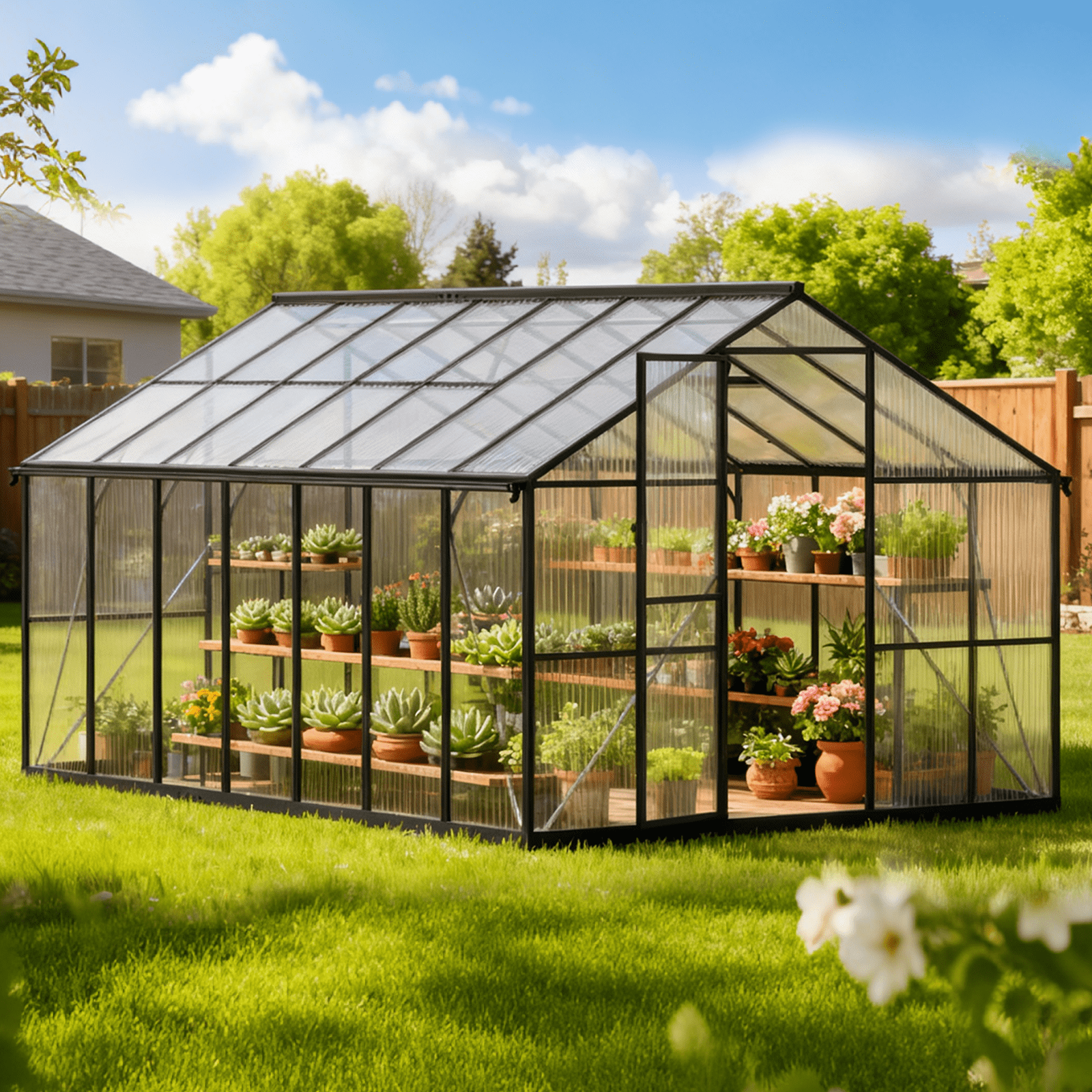 WUKHG 8x14FT Outdoor Greenhouse, Heavy-Duty Walk-in Greenhouse for ...