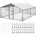 thumbnail image 1 of WUKHG Large Walk-in Chicken Coop - Metal Enclose Chicken Coops with Roof, Outdoor Cage Dog Kennel, Predator Protection for Backyard Animals, 9.8x13.1x6.4ft, 1 of 14