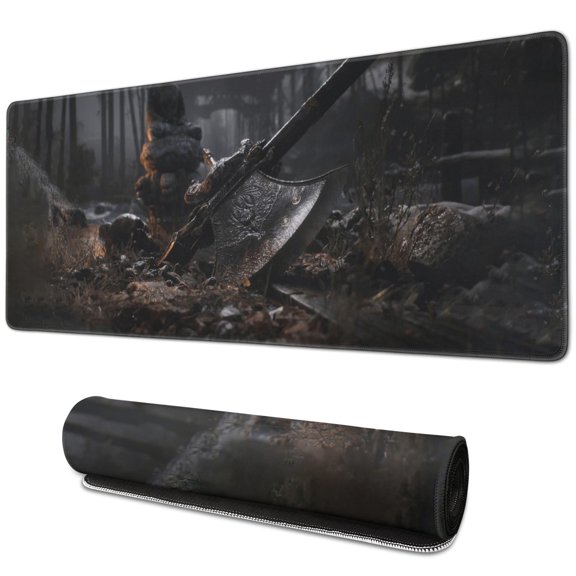 WUKONG Gaming Mouse Pad No Skid Fashion Rubber Mousepads for Desktop Tables Axe, Forest Desk Mouse Pad for Computer Wireless Mouse Decoration (31.5x11.8in)