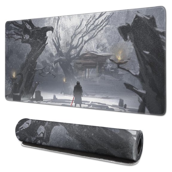 WUKONG Gaming Mouse Pad No Skid Wukong Rubber Mousepads for Desktop Tables Tree Trunks, Snow Days, Buildings Mousepad Gaming for Computer Wireless Mouse Decoration (31.5x15.7in)