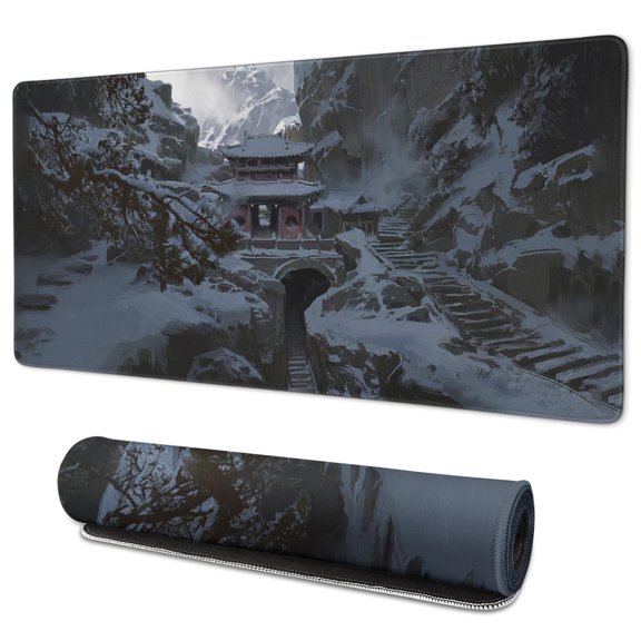 WUKONG Gaming Mouse Pad Non Skid Fashion Rubber Mousepad for Desktop Tables Snow, Buildings, Stairs Mousepad Gaming for Computer Wireless Mouse Decoration (35.4x15.7in)