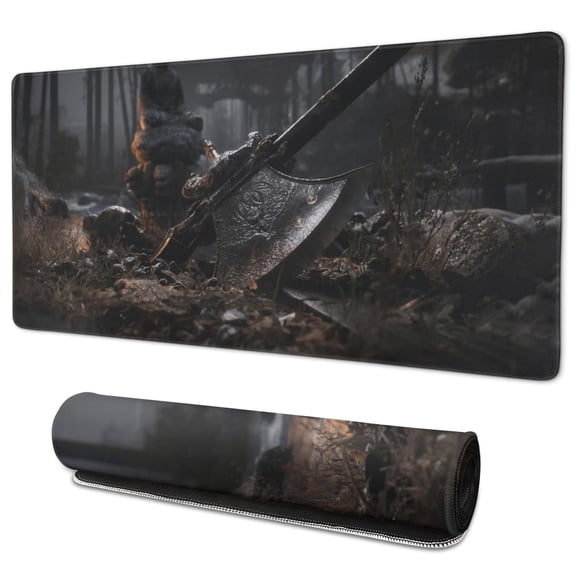 WUKONG Gaming Mouse Pad Non Skid Wukong Rubber Mousepads for Desktop Tables Axe, Forest Desk Mouse Pad for Computer Wireless Mouse Decoration (35.4x15.7in)