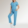 thumbnail image 1 of WULMLEO 2 Piece Scrubs Outfits for Women Short Sleeve Stretch Scrub Sets Medical V Neck Fashion Nurse Uniform Shirts and Joggers Petite Spring Soft Comfortable Nursing Workwear Light Blue XL, 1 of 5